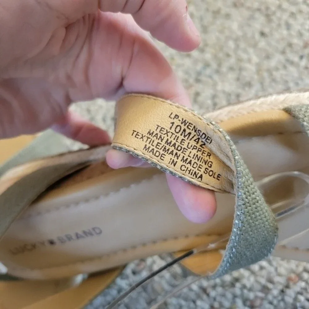 Lucky Brand Wensdei Canvas Wedge Sandals Valley Sage Green Size 10